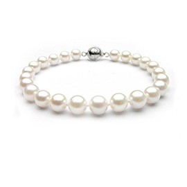 Treasure Bay Stunning 8-9mm Freshwater Pearl Bracelet 19cm Magnetic Clasp Womens Pearl Bracelet (White)