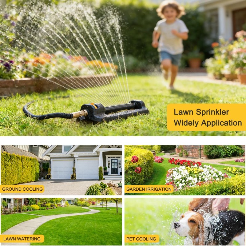 FANHAO Oscillating Sprinkler for Yard, Garden and Flower Beds, Covers