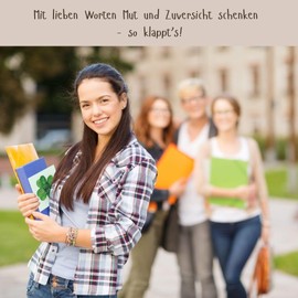 Friendly Fox Good Luck Card, 1 x Square Card with Envelope, Courage Card for Graduation Exam, Folding Card