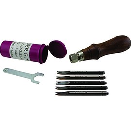 Springfield Leather Company Professional 5 Piece Interchangable Leather Edge Beveler Set with Hardwood Handle Size 1 Through 5