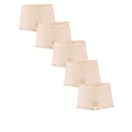 SEVIM Women's Comfortable Cotton Bike Yoga Boxer Brief Boyshort (XXX-Large, Beige(Pack of 5))