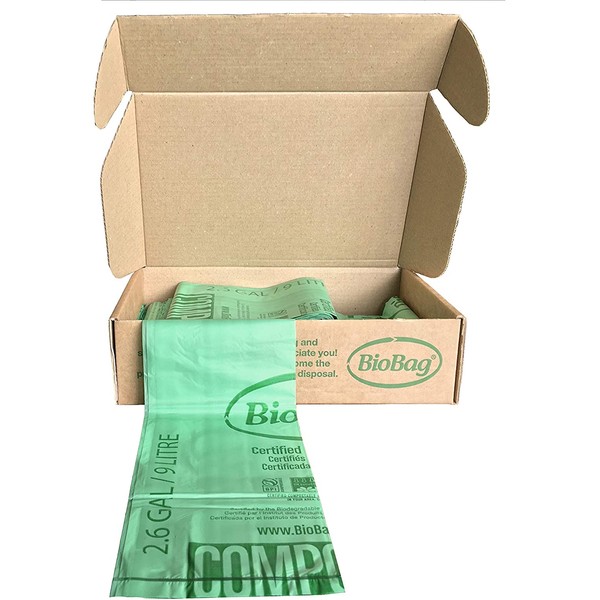 BioBag (USA), The Original Compostable Bag, 2.6 Gallon, 100 Total Count, 100% Certified Compostable Kitchen Food Scrap Bags, Kitchen Compost Bin Compatible