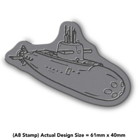 'Military Submarine' Rubber Stamp - Unmounted Design for Crafting & Scrapbooking, A8 (RS00032611)