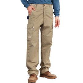 BOCOMAL FR Pants for Men Utility Cargo Pockets Flame Resistant/Fire Retardant Carpenter Water Oil Repellent Finish Khaki