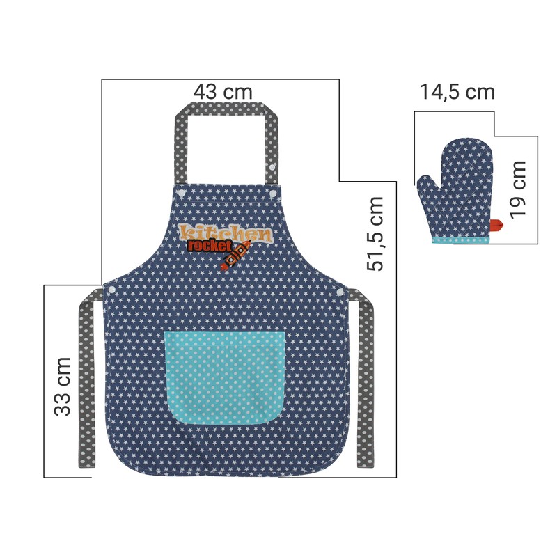 Emily´s Check Kitchen Rocket Kitchen Apron & Oven Glove for