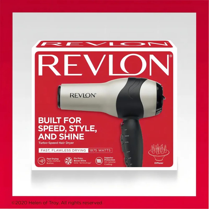 Secadora de cabello RevlonFast Flawless Drying RV473CP1 gris y negra