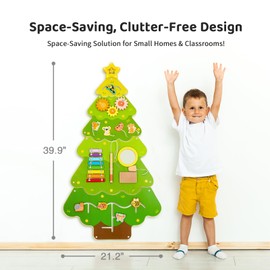 OOOK Tree Wall Busy Board Panel, Montessori Sensory Toy, Toddler Learning Activity Center, Toddler Learning Activity Center, Interactive Toys, Wooden Sensory Wall Develops Kids Skills in All Aspects
