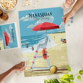Lantern Press 1000 Piece Jigsaw Puzzle, Manasquan, New Jersey, Lifeguard Stand