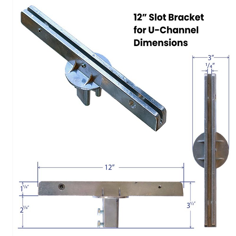 12" slot - Street Sign Bracket (perpendicular), Flat Sign in