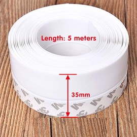 FOCCTS Self Adhesive Door Seal Strip, Silicone Door Bottom Seal Door Draft Stopper, Weather Stripping Translucence 16ft x 35mm