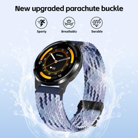 Oanux 22mm Stretchy Braided Nylon Compatible with Garmin Vivoactive 4 Watch Band/Venu 4 45mm/Venu 3/Venu 2, Parachute Buckle Elastic Soft Sport Strap for Forerunner 265/255/255 Music Men Women