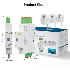 eMylo 3-Phase Smart WiFi Energy Meter 80A Real-time Monitoring Meter with Split Core Current Transformer Power Consumption Electricity Meter Overload Protection for Home/Apartment, Smart Life Tuya App