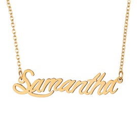 Aoloshow Samantha Name Nameplate Necklace Christmas Gift for Her