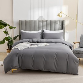 Duvet Cover Set Ultra Soft Microfiber Bed Set, Printed Pattern Bed Sets,2/3 Piece Breathable Bedding Set with Zipper Closure (Gray, King(1 Duvet Cover 2 Pillow Cases))