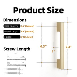 KOMOTIA10 Pack Brushed Gold Cabinet Pulls 6.3 Inch Hole Centers Kitchen Cabinet Handles Gold Drawer Pulls Cabinet Hardware