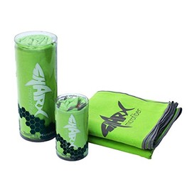 SHARX Toalla de Microfibra Deportiva Grande 80 x 160cm + Toalla Chica de Regalo (Verde)