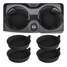 Zpana 4PCS Car Cup Holder Coasters, Silicone Non-Slip Vehicle Cup Recessed Mats, Sift-Proof Automotive Interior Drink Insert Decor Accessories, Universal for SUV, Sedan, Truck (Black)