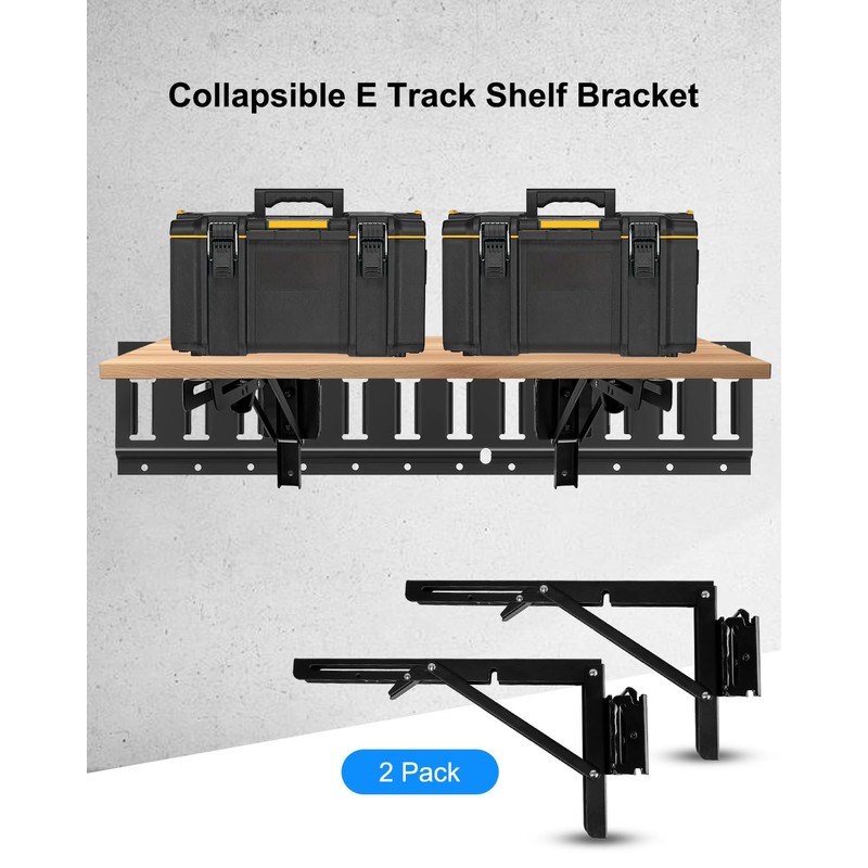 2 Pack Collapsible E Track Shelf Bracket, 11.5 Inch Stainless