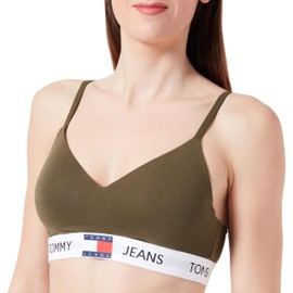 Tommy Jeans Women's Stretch Bralette, Green (Drab Olive Green), XL, Drab Olive Green