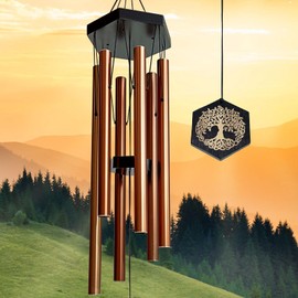 Goollyrusim Tree of Life Wind Chimes Outdoor - Memorial Wind Chime in Memory of a Loved One & Pet, Sympathy Gifts, Deep Tone Windchimes for Outside Patio Garden Home Hanging Decor Copper 33"