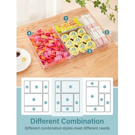 Kootek 9 Pcs Drawer Organizer 4-Size Bathroom Drawer Organizers Clear Plastic Desk Storage Bins Vanity Makeup Drawer Dividers for Jewelry Dresser Bedroom Kitchen Gadgets Office (Clear)