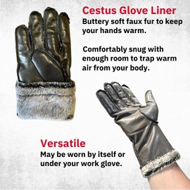 Cestus 5008, Insulated Winter Gloves | Warm, Breathable, Lightweight Winter Liner with Silver Faux Fur | Ideal for Cold Weather Protection | Large
