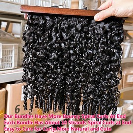 YMS 3C4A Burmese Curly Human Hair Bundles 14 Inch 3Pcs Curly Bundles Unprocessed Burmese Raw Hair Extension Real Human Hair 16A Natural Color Human Hair Weft Extensions Spiral Hair Quick Weave Bundles