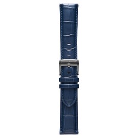 pininfarina Croco Pattern Watch Strap - Genuine Italian Leather 22 mm Band for Senso Hybrid Smart Watch with Steel Buckle & Quick Release - Dark Blue Croco Pattern with Light Grey Buckle