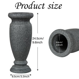 Resin Cemetery Flowers Vase, Grave Vase Memorial Flowers Holders for Home Tabletop, Artificial or Fresh Flowers, Cemetery Grave Headstone Decorations, No Draining Holes (1Pc, Grey)