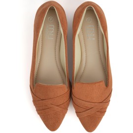 MUSSHOE Womens Flats Comfortable Dressy Flats for Women Pointed Toe Flats Dressy Womens Ballet Flats for Women Tan 9.5