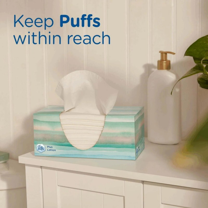 Puffs Plus Lotion Facial Tissue, 6 Family Size Boxes, 124