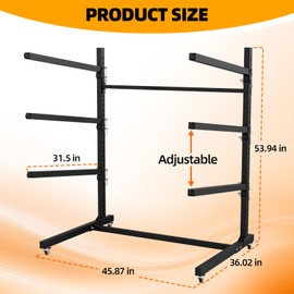 Freestanding Kayak Storage Rack, 300Lbs Capacity Kayak Stand, Kayak Rack with 360° Lockable Swivel Wheels for Indoor Outdoor Storage, Adjustable 3-Tier Kayak Rack for Canoe, Paddle Board, Kayak & Skis
