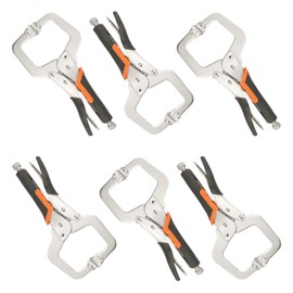 Biugaaufai 6 Pack 6 Inch C-Clamp Locking Pliers with Rubber Handle, 6 Inch C-Clamps Face, Heavy Duty C Clamp Locking Pliers, Adjustable C Clamps for Woodworking and Home Improvement