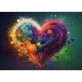 Ulmer Puzzleschmiede - Herz-Puzzle Colors of Love - Farbenreiche Herz-Illustration als 1000 Teile Puzzle - Knalliges Puzzlemotiv aus der Puzzle-Kollektion Farben & Fantasy, Made in Germany