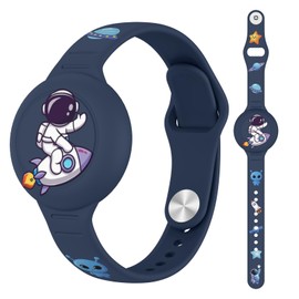 Vancle Air Tag Bracelet for Kids, Waterproof Cute Cartoon Air Tag Wristband for Air Tag Holder, Adjustable Anti Lost Wristband for Toddler Baby, Boys, and Girls, Elders (DarkBlue)
