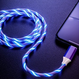 USB Type C to Type C PD Fast Charging Cable Phone Charger High Data Speed Visible Light Up Blue Current Flowing for All USB C Device-USB C to C Blue 39Inches