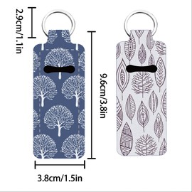 FREEBLOSS 2Pcs Chapstick Holder Keychain Lip Balm Holder Keychain Lightweight Lipstick Sleeve Pouch with Tree Leaf Pattern for Women Girls 1.5x3.8''