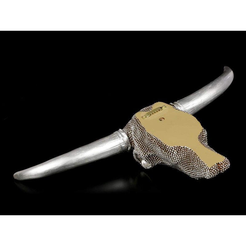 Figuren Shop GmbH Wall Relief Buffalo Skull Decorated with Silver