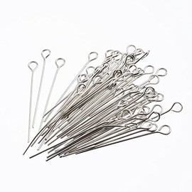 John Bead 100pcs Stainless Steel Eye Pins 40mm 100pcs - Jewelry Findings Kit for DIY Jewelry Making Supplies Findings