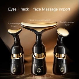 Luxe Life 3 Head, Anti-Wrinkle, Tightening, Beautifying, Face and Neck Multi Functioning Vibrating Massager. Battery Operated. Convenient Storage Bag for Ease of Travel.
