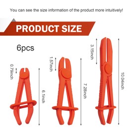 Zikefest 6PCS Hose Clamp Pliers, Plastic Hose Pinch Pliers for Radiator, Fuel, Gas, Brake, Coolant (Red)