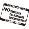NO SALESMAN COLD CALLERS CANVASSERS SIGN STICKER (White)