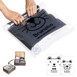 Organizer for Suitcases - Travel Organizer - Brunoko: 8 Travel Compression Bags for Vacuum Packing, Space-Saving for Luggage