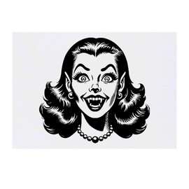 'Funny Vampire Girl' Temporary Tattoo - Water Resistant, Skin-Safe, Non-Toxic Transfer (TO00085269)