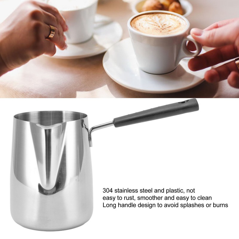 Long Handle Coffee Toroid Pitcher 304 Stainless Steel Rustproof Smoother