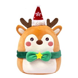 POPOYU Christmas Reindeer Stuffed Plush Pillow,2024 New Christmas Pillows for Boys Girls,Soft Hugging Pillow Cute Elk Plush Toy for Kids Christmas Party Favor Gift,Sofa Bedroom Room Decoration