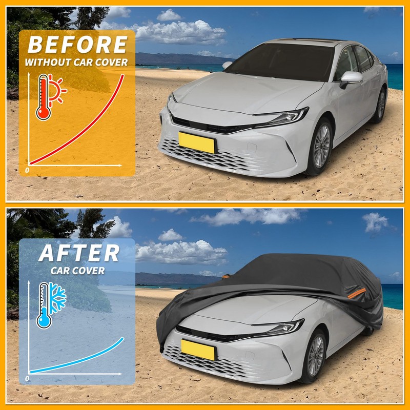Partuto Car Cover Waterproof All Weather Sun Rain Protection Full