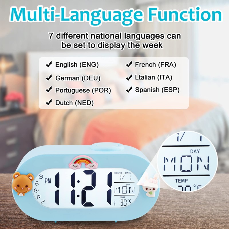 Ayybboo Kids Alarm Clock,Digital Sleep Trainer Clock with Snooze Function