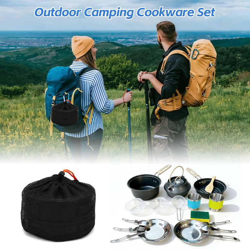 doorslay 23PCS Camping Cookware Kit for 2-3 People Hard Anodized