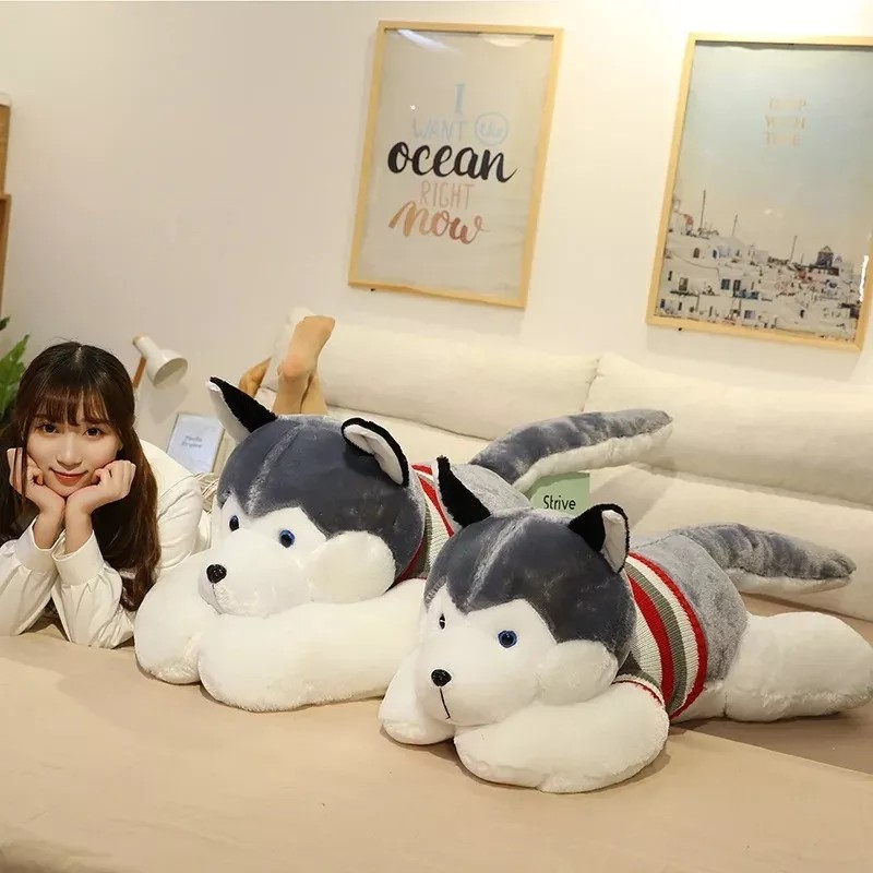 Jextech Peluche Gigante 120cm Husky Lobo Con Sueter Juguete Regalo